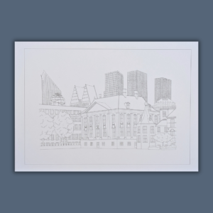 Tekening skyline Den Haag