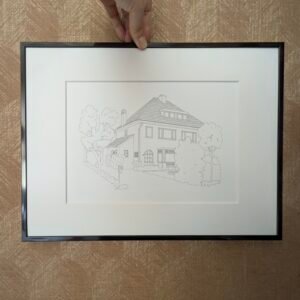 Handgetekend huisportret als cadeau voor een nieuw huis