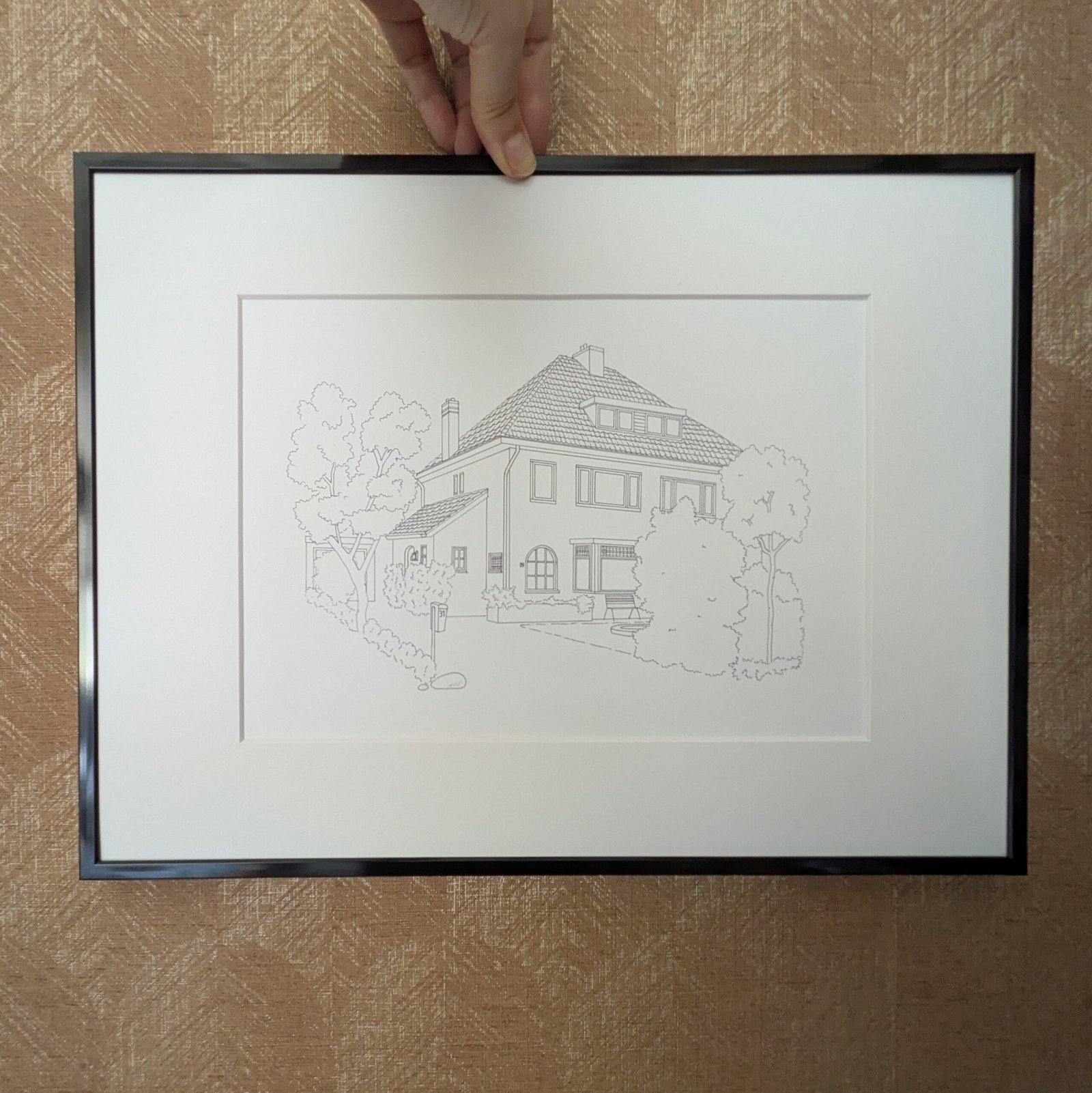 Handgetekend huisportret als cadeau voor een nieuw huis
