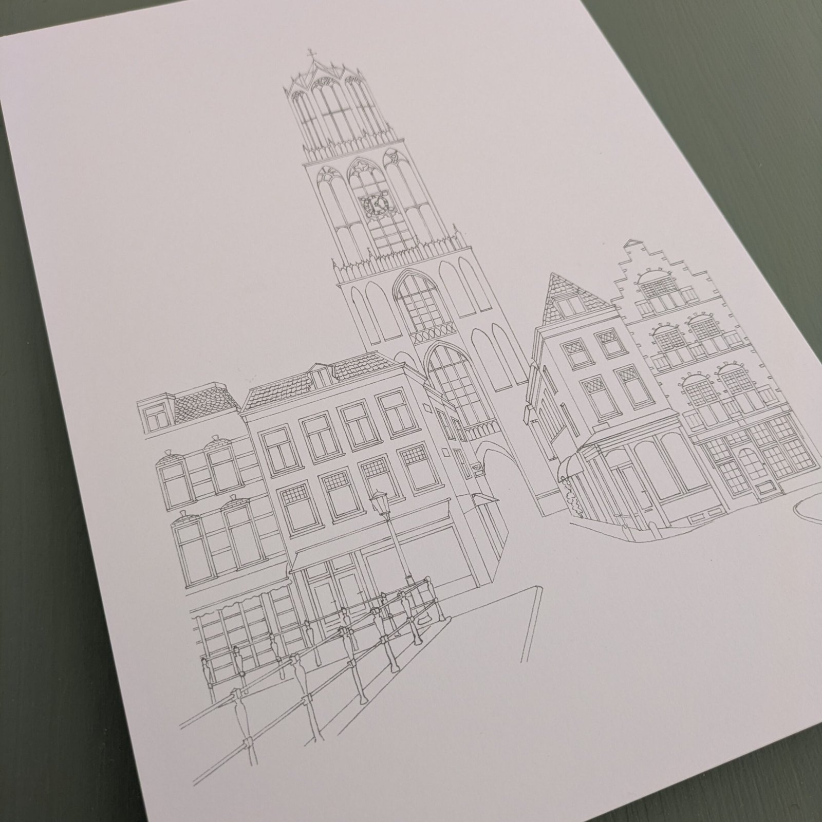 Lijntekening print Dom van Utrecht