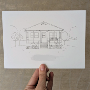 Handgetekend portret vakantiehuis