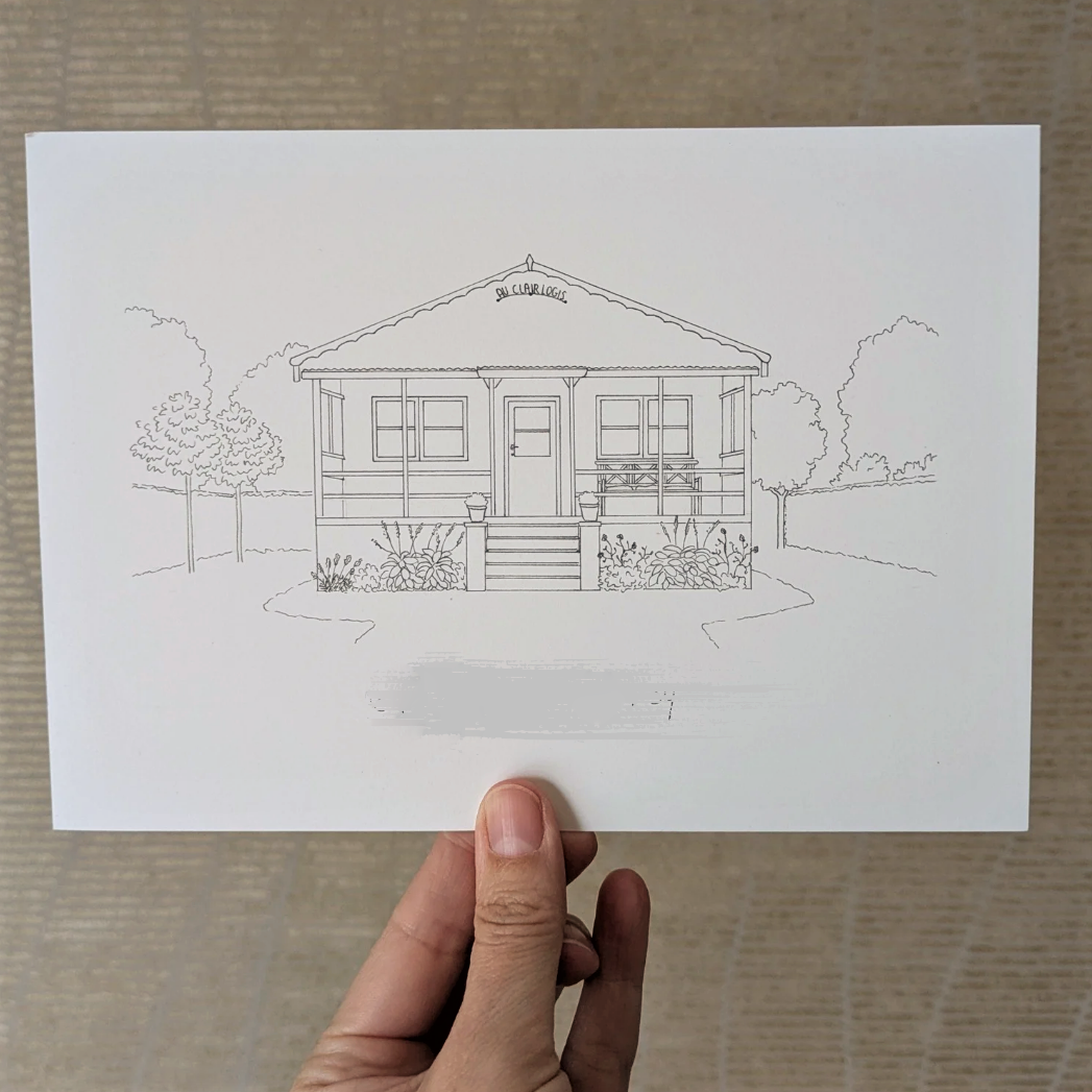 Handgetekend portret vakantiehuis