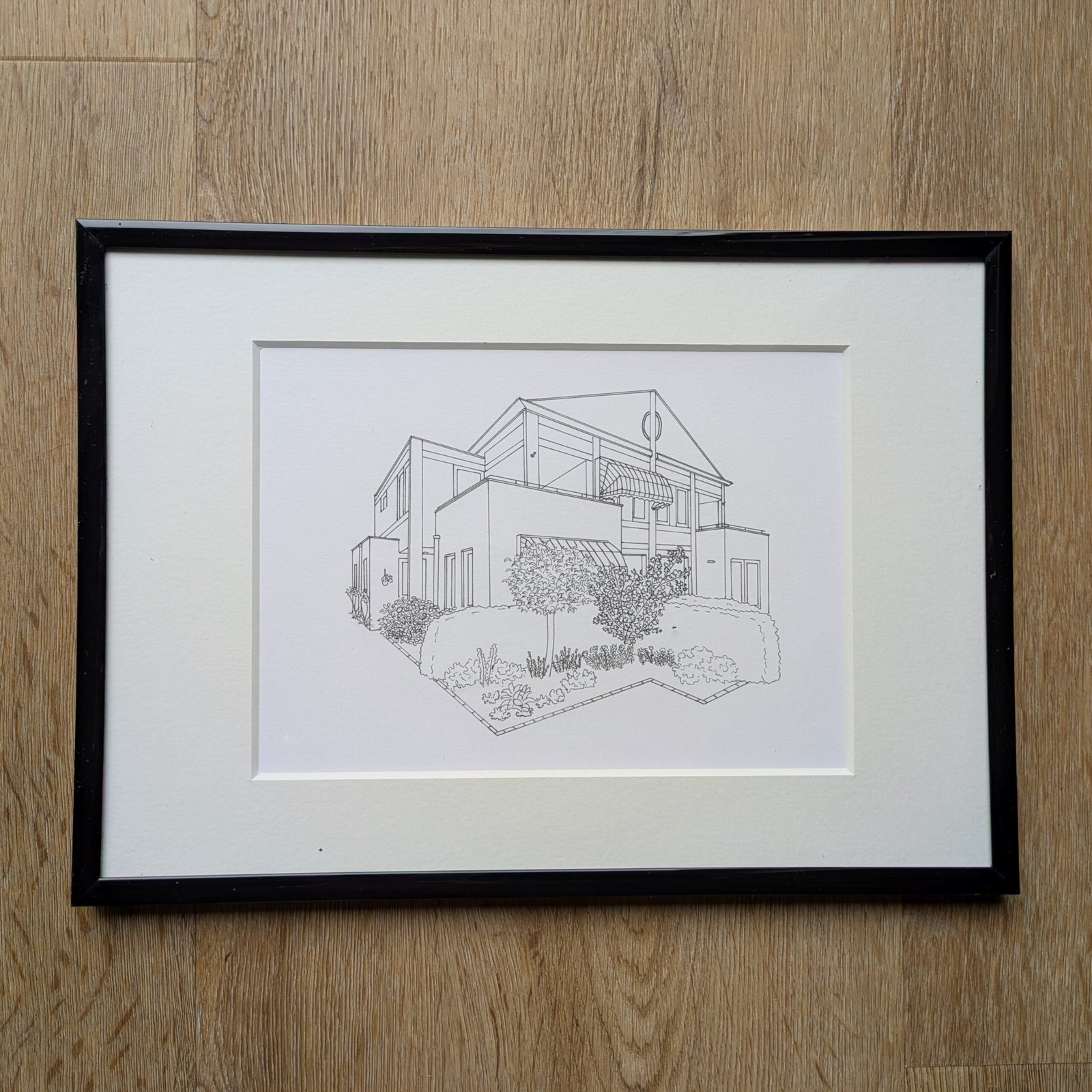 Persoonlijke lijntekening ouderlijk huis